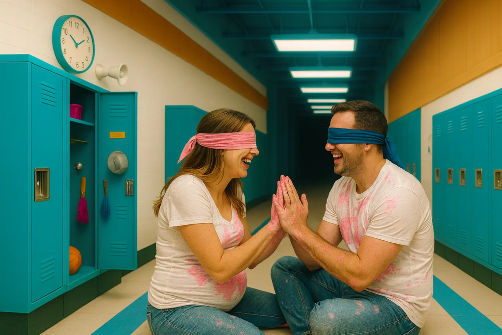 Gender reveal réalisé dans le décor immersif “Highschool” de KONEO. Ce couloir rétro aux couleurs pop et à l’ambiance nostalgique offre un cadre original pour révéler le sexe du bébé de façon ludique et pleine d’émotion. Un shooting fun, coloré et tendre, fidèle à l’univers unique de KONEO.