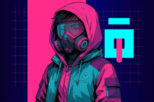 Ce personnage féminin masqué incarne la part humaine et émotionnelle du crew KONEO. Avec son hoodie rose et turquoise et son regard visible derrière le masque, elle exprime le lien entre vulnérabilité et puissance, au cœur de l’identité du studio. Son esthétique mêle néon pop, culture gaming et esprit rebelle, typiques de KONEO, le concept photo immersif inspiré des rues coréennes et du monde digital.