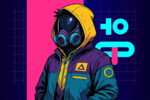 Ce personnage au masque technologique et hoodie jaune incarne la lumière et l’énergie positive du crew KONEO. Son look mêle streetwear, codes cyberpunk et détails néon, signature du studio photo immersif. À travers lui, KONEO évoque la créativité collective : chaque membre du crew représente une facette de l’expérience — entre expression libre, connexion et jeu.
