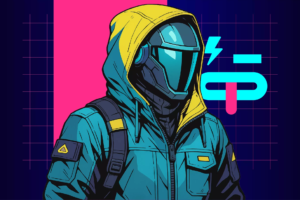 Ce personnage masqué au casque miroir et veste turquoise représente le gardien silencieux du crew KONEO. Avec son style inspiré du techwear et du design futuriste, il incarne la partie la plus réfléchie et protectrice de l’univers KONEO. Sa présence calme et lumineuse symbolise l’équilibre entre esthétique, introspection et esprit collectif, au cœur du projet.